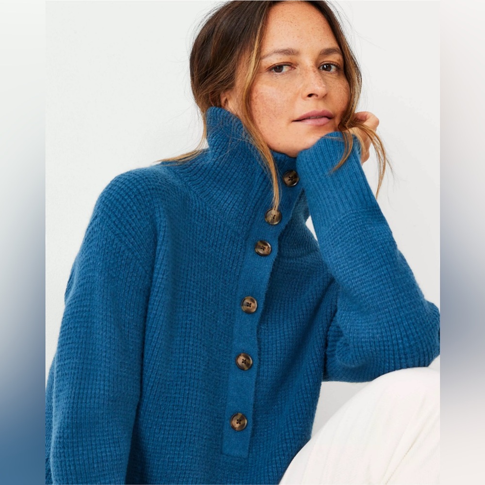 Ann Taylor Waffle Stitch Button Tunic Sweater